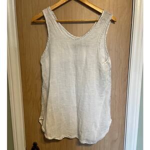 Cynthia Ashby White Tank Top Lagenlook Lightweight Oversized